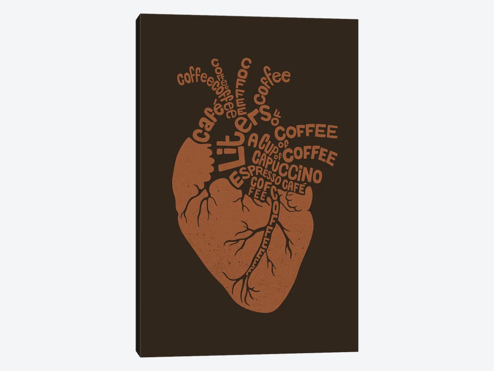 Coffee Lover Heart by Tobias Fonseca 1-piece Canvas Art Print