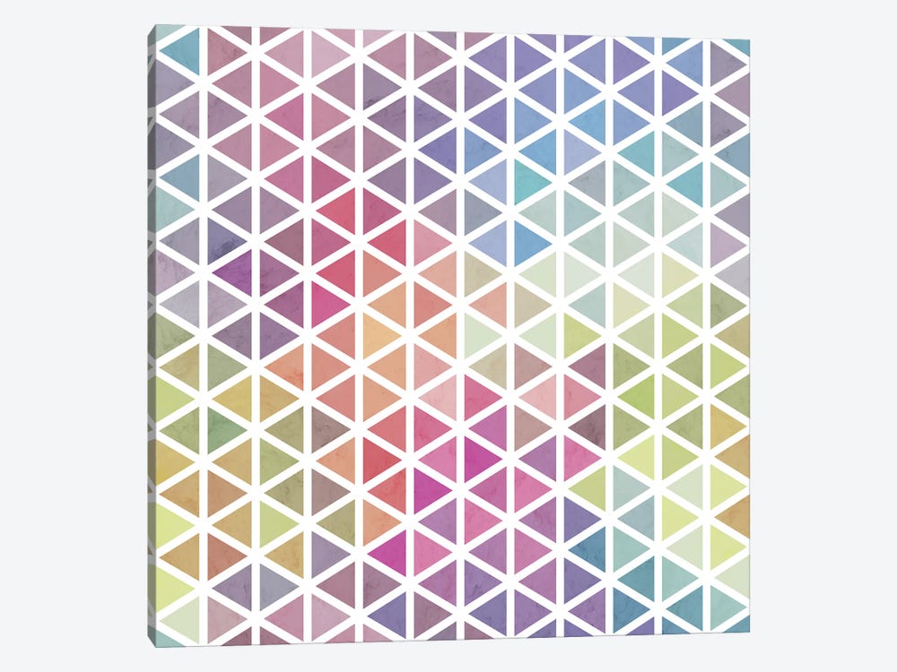 Geometric Fractal Triangles Bubblegum Rain by Tobias Fonseca 1-piece Canvas Wall Art