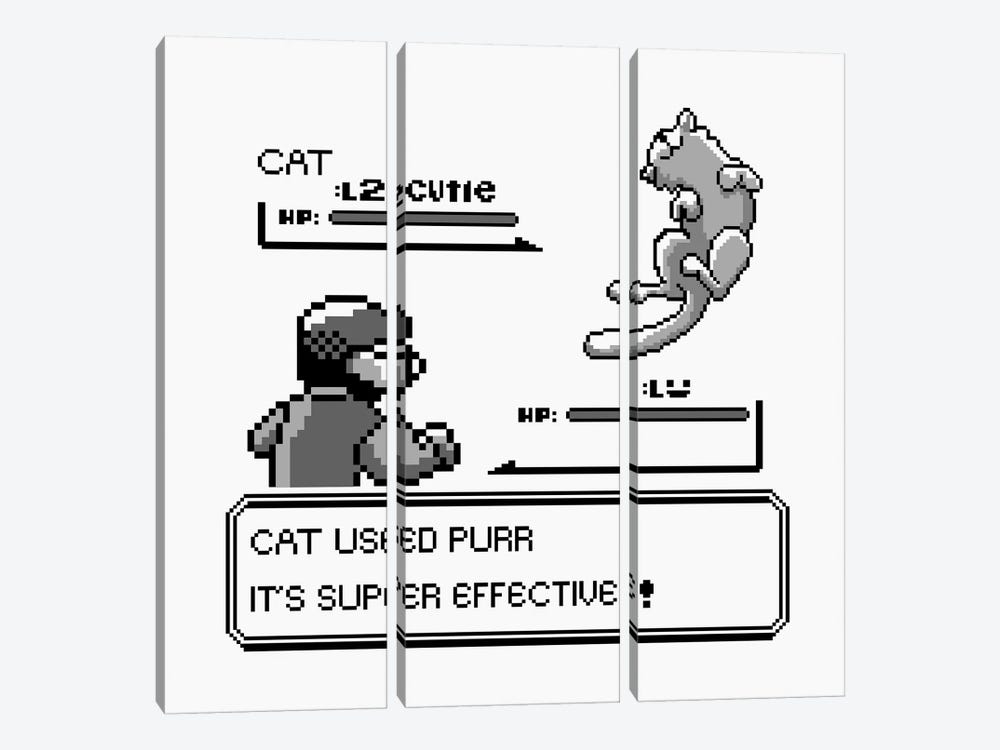 It's Super Effective Cat by Tobias Fonseca 3-piece Canvas Wall Art