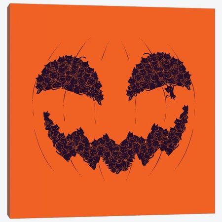Halloween Pumpkin Cat Canvas Print #TFA591} by Tobias Fonseca Art Print