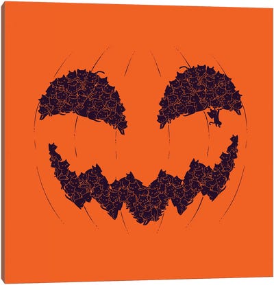 Halloween Pumpkin Cat Canvas Art Print - Tobias Fonseca