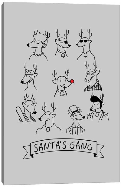 Santas Gang Canvas Art Print - Reindeer Art
