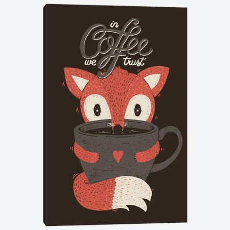 In Coffee We Trust Fox Canvas Print #TFA598} by Tobias Fonseca Canvas Print