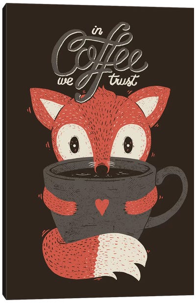 In Coffee We Trust Fox Canvas Art Print - Tobias Fonseca