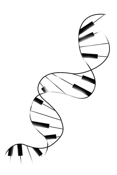 Black & White Pop Culture Art: DNA Piano by Tobias Fonseca