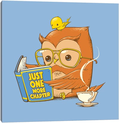 Just One More Chapter Owl Canvas Art Print - Reading Art