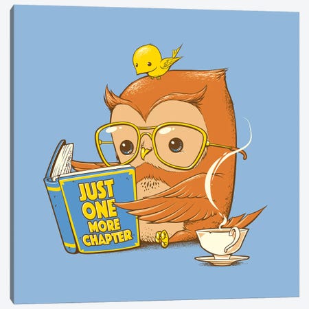 Just One More Chapter Owl Canvas Print #TFA603} by Tobias Fonseca Canvas Art Print