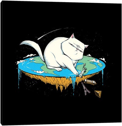 Flat Earth Cat Canvas Art Print - Earth Art