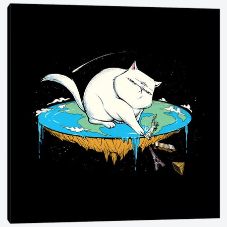 Flat Earth Cat Canvas Print #TFA611} by Tobias Fonseca Canvas Art