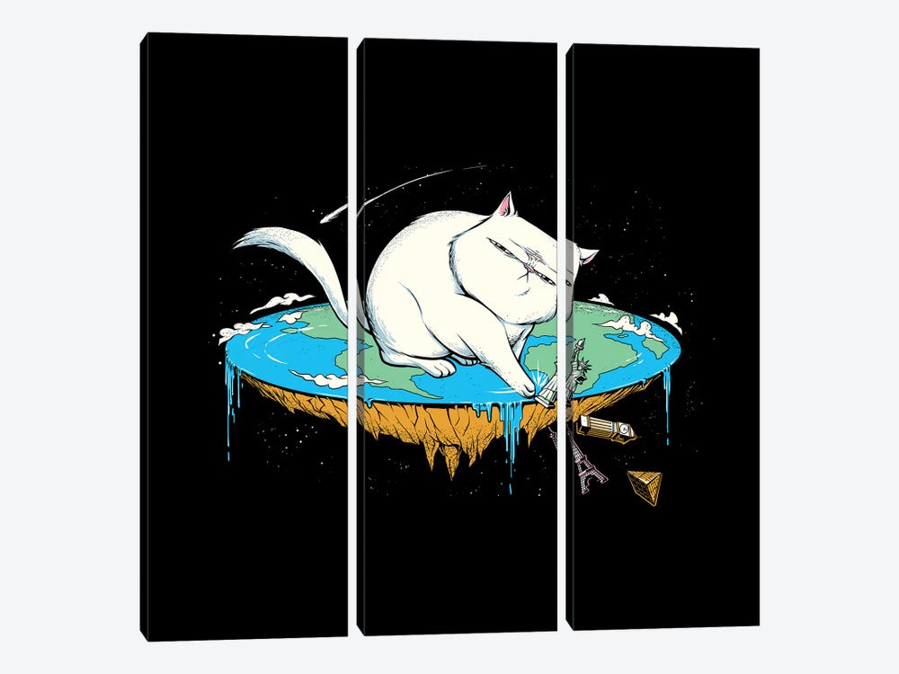 Flat Earth Cat by Tobias Fonseca 3-piece Art Print