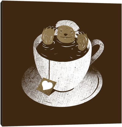 Monday Bath Sloth Coffee Canvas Art Print - Sloth Art