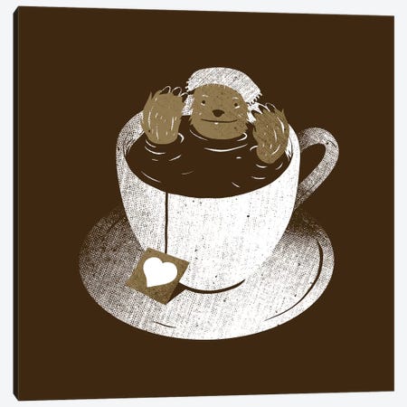 Monday Bath Sloth Coffee Canvas Print #TFA617} by Tobias Fonseca Canvas Art Print