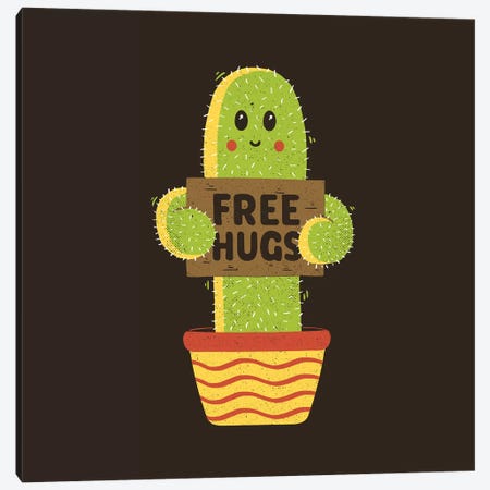 Free Hugs Cactus Canvas Print #TFA618} by Tobias Fonseca Canvas Art