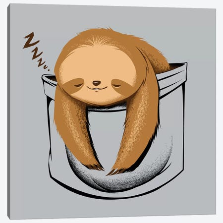 Sloth In A Pocket Canvas Print #TFA623} by Tobias Fonseca Canvas Art Print