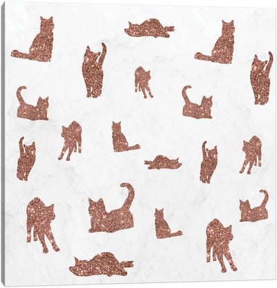 I Love Glitter I Love Cat Pattern Canvas Art Print - Tobias Fonseca