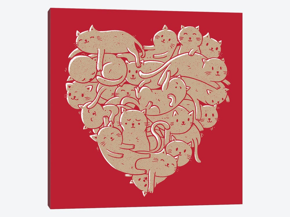 I Love Cats Heart Red by Tobias Fonseca 1-piece Canvas Art