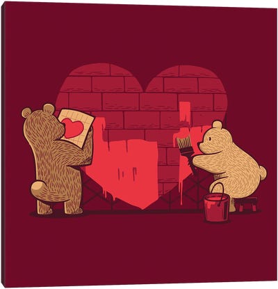 Building Our Love Canvas Art Print - Brown Bear Art