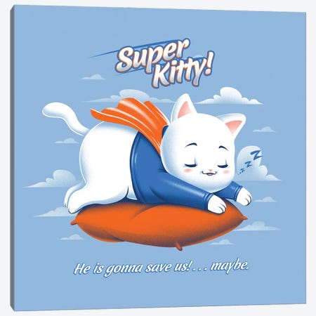 Super Kitty Canvas Print #TFA695} by Tobias Fonseca Canvas Art Print