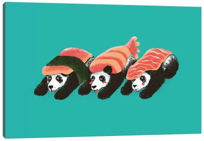 Panda Sushi Canvas Art Print - Asian Cuisine Art