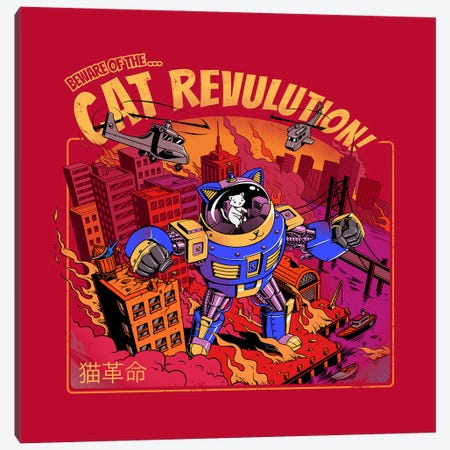 Cat Revolution Canvas Print #TFA711} by Tobias Fonseca Art Print