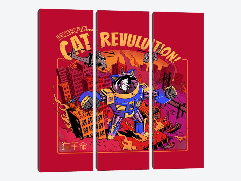 Cat Revolution by Tobias Fonseca 3-piece Canvas Art