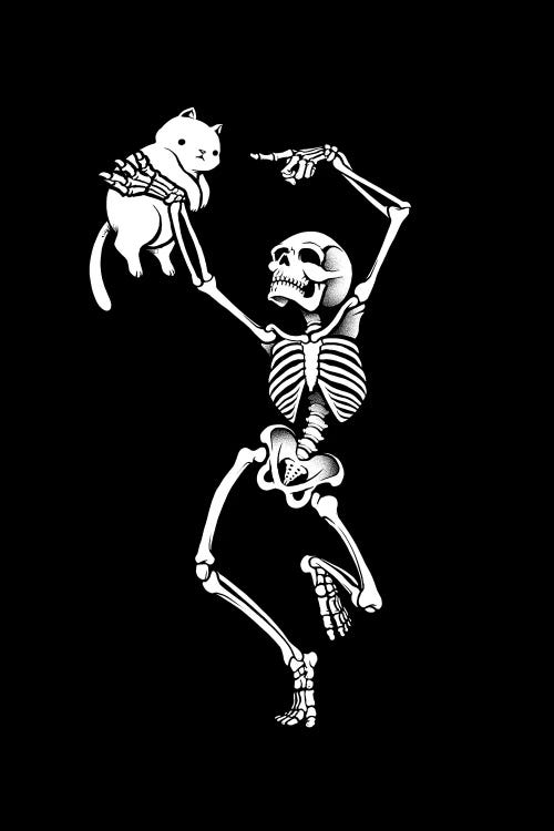 Dancing Skeleton With a Cat