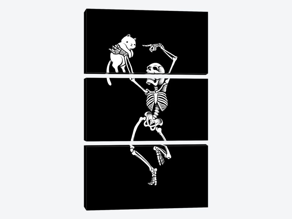 Dancing Skeleton With a Cat by Tobias Fonseca 3-piece Canvas Art Print