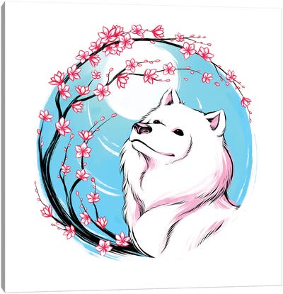 Samoyed Sakura Canvas Art Print