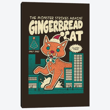 Gingerbread Cat Canvas Print #TFA737} by Tobias Fonseca Canvas Wall Art
