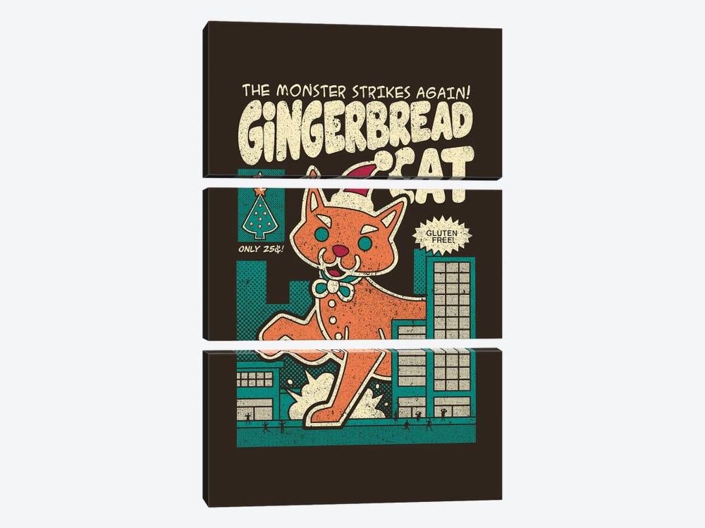 Gingerbread Cat by Tobias Fonseca 3-piece Canvas Artwork