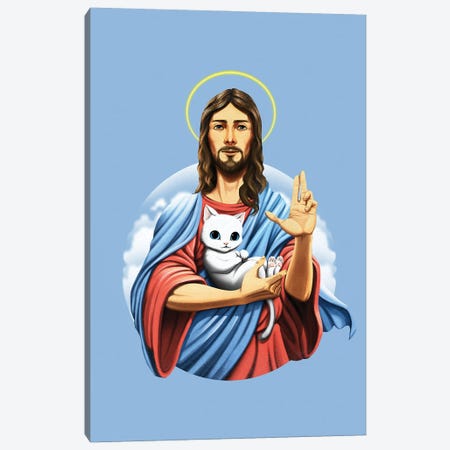 Jesus Cat Canvas Print #TFA739} by Tobias Fonseca Art Print
