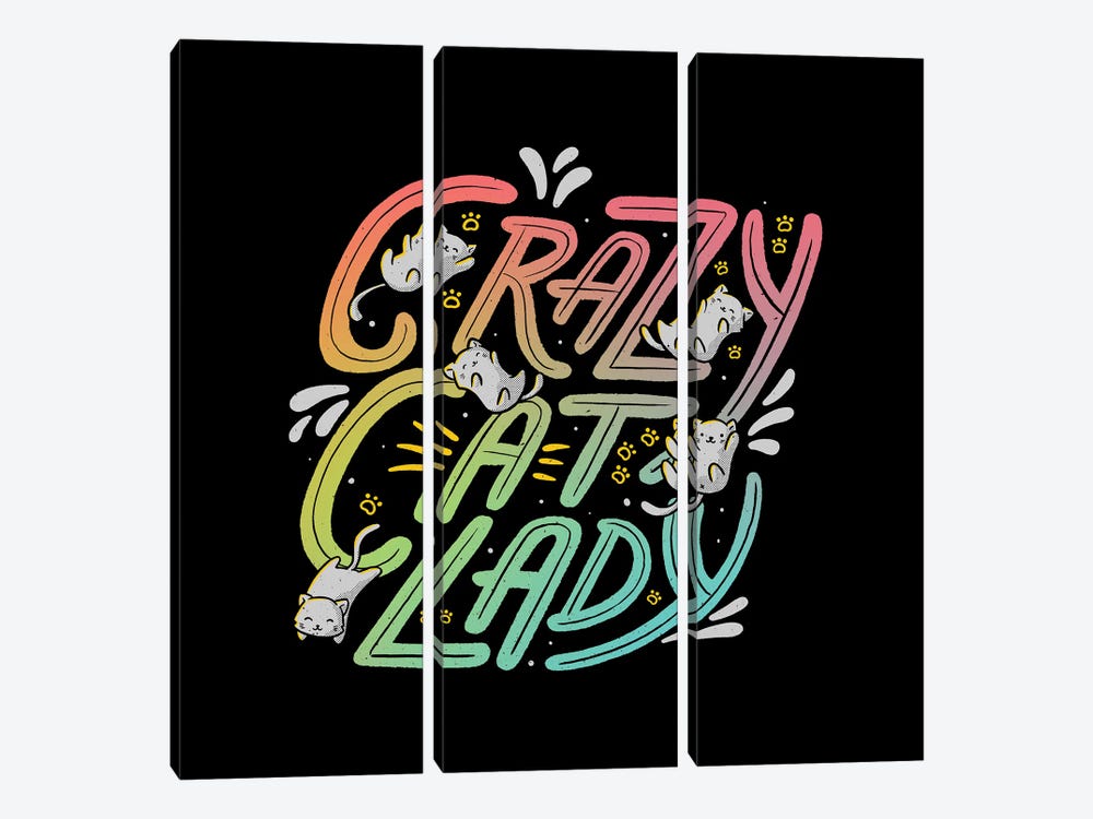 Crazy Cat Lady by Tobias Fonseca 3-piece Canvas Wall Art