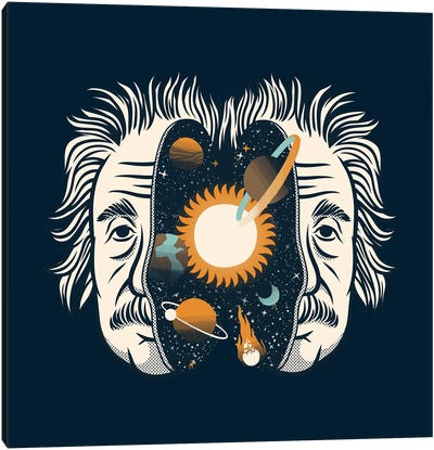Albert Einstein Head Universe Physics Canvas Art Print - Inventor & Scientist Art