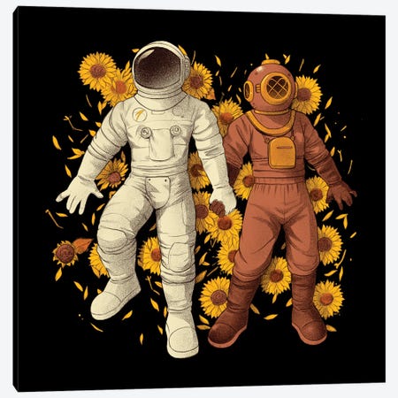 Astronaut Scuba Diving Holding Hands Canvas Print #TFA765} by Tobias Fonseca Art Print