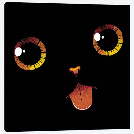Cute Black Cat Minimalist Tongue Canvas Print #TFA772} by Tobias Fonseca Canvas Print