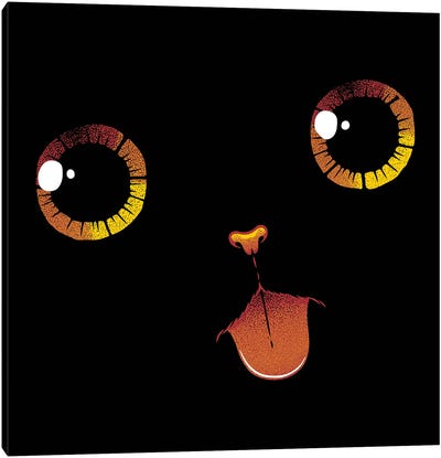 Cute Black Cat Minimalist Tongue Canvas Art Print - Tobias Fonseca