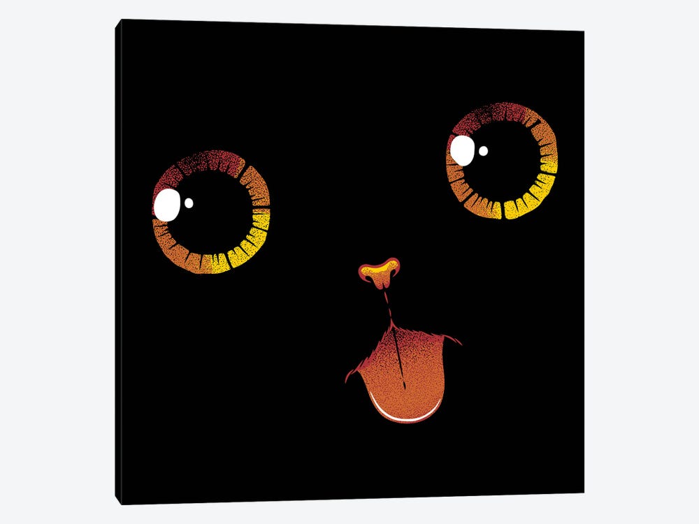 Cute Black Cat Minimalist Tongue by Tobias Fonseca 1-piece Canvas Art Print