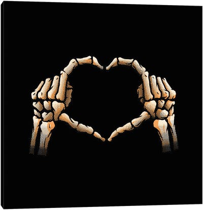 Hands Heart Skeleton I Love You Valentines Canvas Art Print - Halloween Art