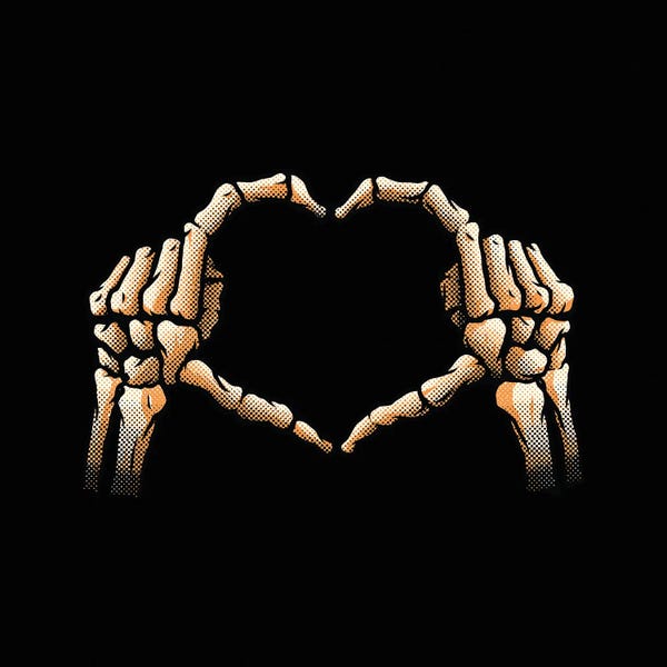 Love Is Eternal: Hands Heart Skeleton I Love You Valentines by Tobias Fonseca
