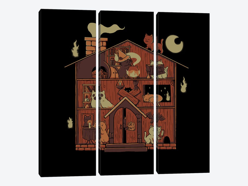 Haunted House Cat Ghost Blackmagic by Tobias Fonseca 3-piece Canvas Art Print