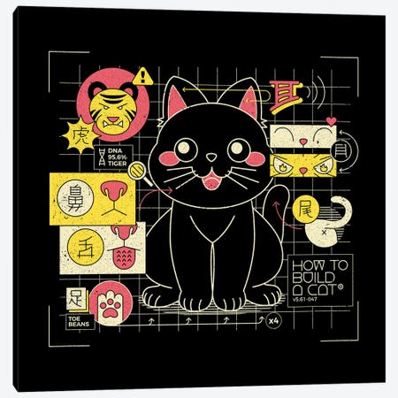 Japanese Cat Graph Canvas Print #TFA784} by Tobias Fonseca Art Print