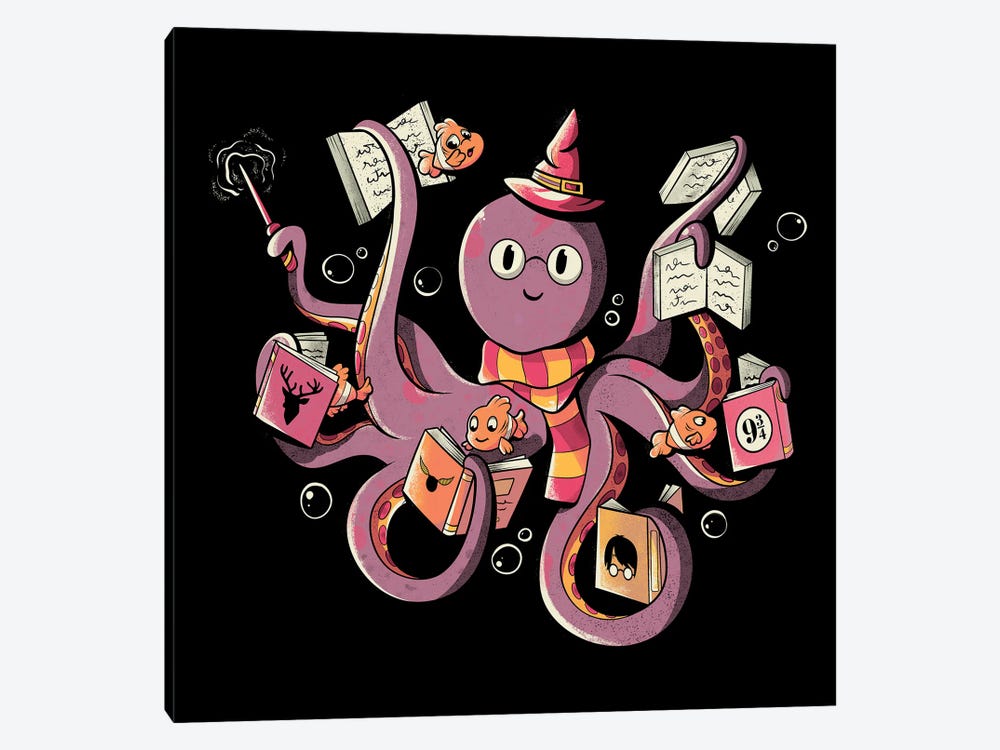 Magic Octopus Reading Books by Tobias Fonseca 1-piece Canvas Artwork