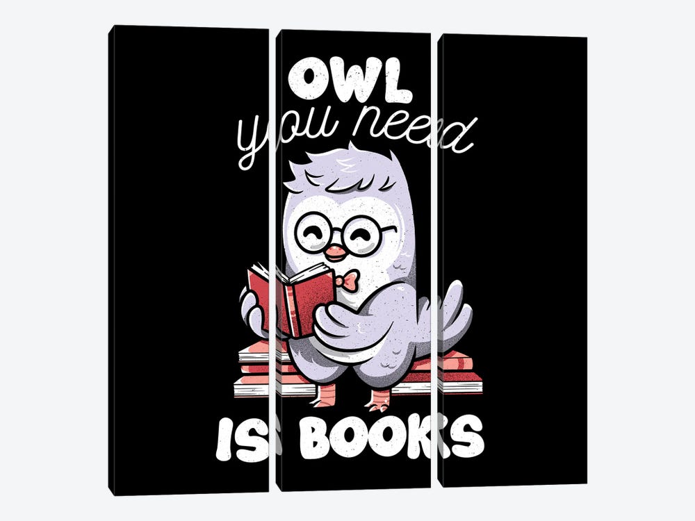 Owl You Need Is Books by Tobias Fonseca 3-piece Canvas Wall Art