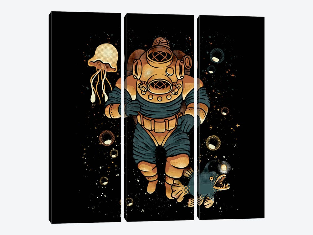 Scuba Diver Universe by Tobias Fonseca 3-piece Canvas Wall Art