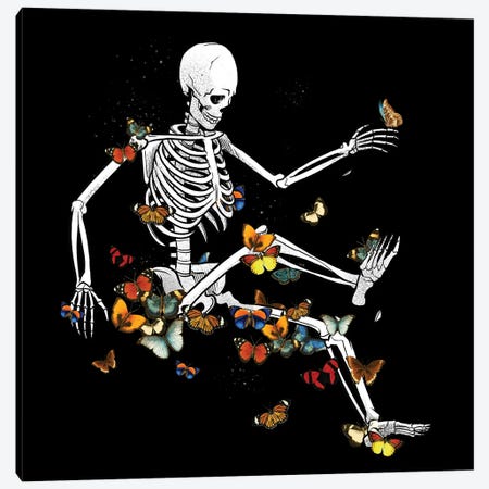 Floating Skeleton On Space Butterflies Canvas Print #TFA794} by Tobias Fonseca Canvas Wall Art
