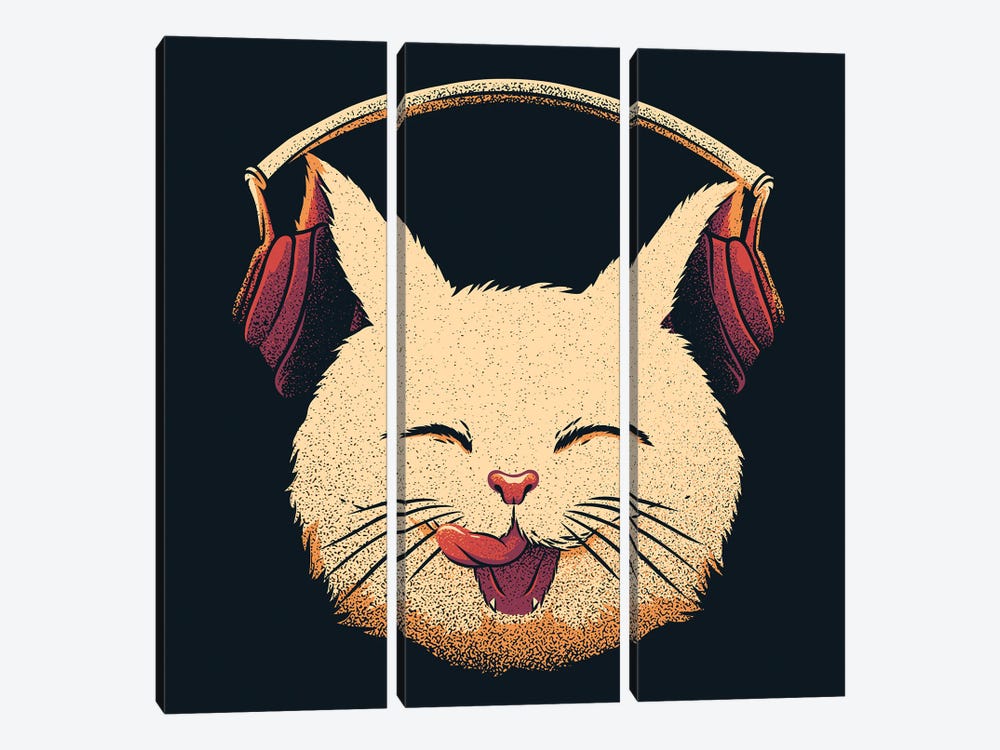 Smiling Musical Cat by Tobias Fonseca 3-piece Canvas Art