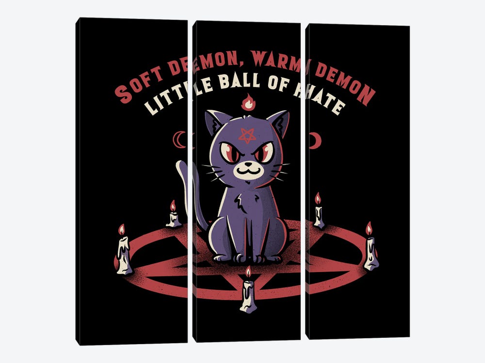Soft Demon, Warm Demon, Little Ball Of Hate Cat by Tobias Fonseca 3-piece Canvas Art