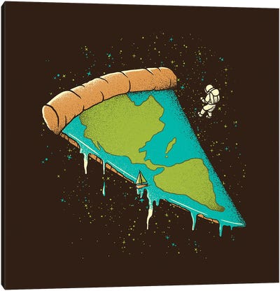 Pizza Earth Canvas Art Print - Astronaut Art