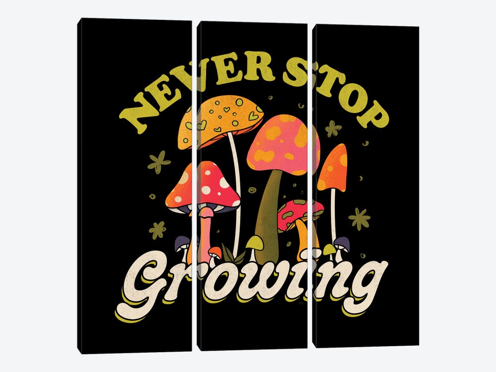 Never Stop Growing Mushroom Forager Lover by Tobias Fonseca 3-piece Canvas Artwork