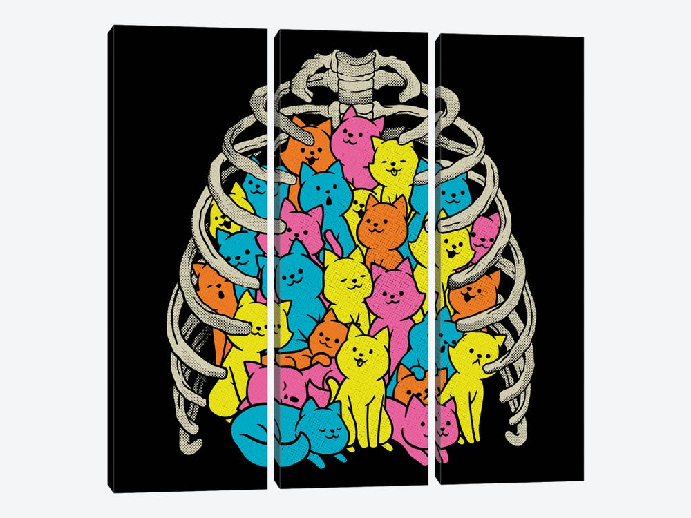 Neko Cat Ribcage Colorful by Tobias Fonseca 3-piece Art Print